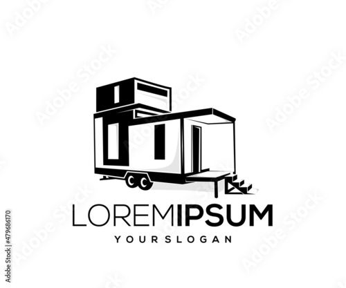 trailer house logo design silhouette