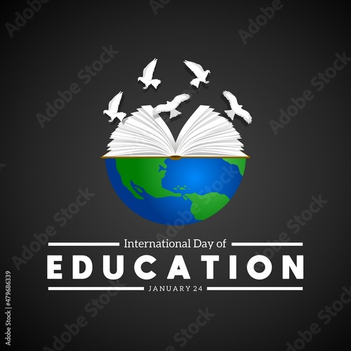 International day of education theme template. Vector illustration. Suitable for Poster, Banners, campaign and greeting card. 