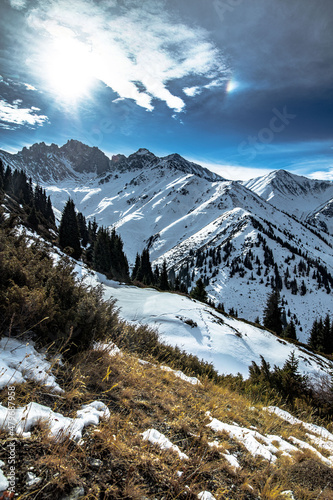 snow covered mountains