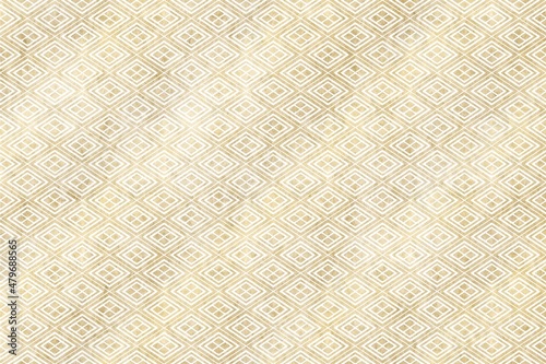 武田菱の和柄背景素材 金色 和紙風テクスチャ 上品 白 ゴージャス 日本の伝統的な柄 タイル 幾何学
