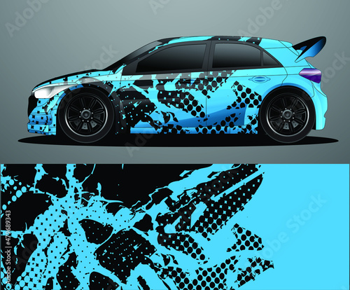  Rally car decal graphic wrap vector, abstract background