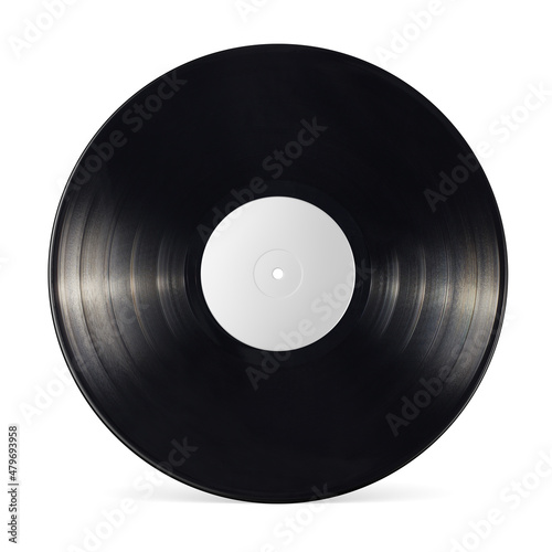 Foto 12-inch vinyl LP record isolated on white background.