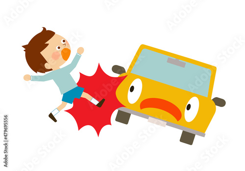 人と自動車の衝突事故のイラスト
