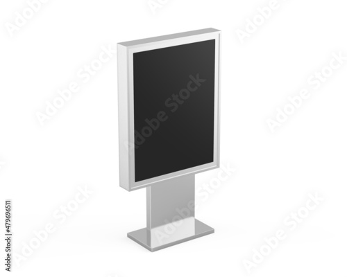 WiFi network multi touch floor standing LCD ad display digital signage display touch monitor. 3d render illustration.