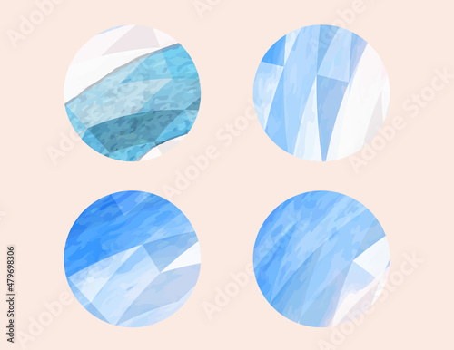blue and red colors watercolor circle pattern  with triangle geometric texture vector set © sachch