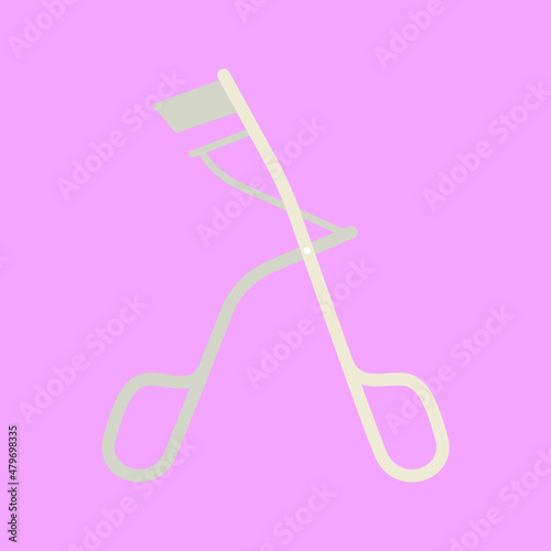 Eyelash Curler Cartoon Flat Vector Illustration
