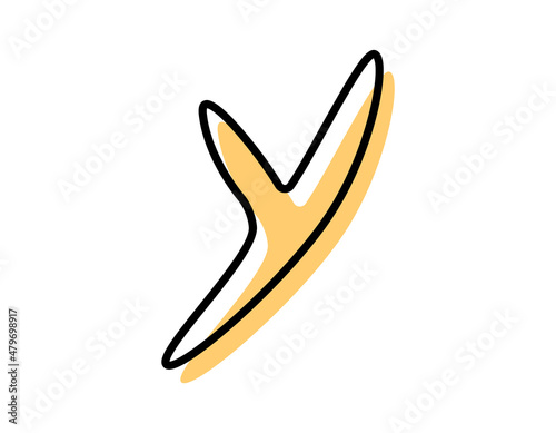 手書き風のアルファベット　ベクターイラスト　小文字  y