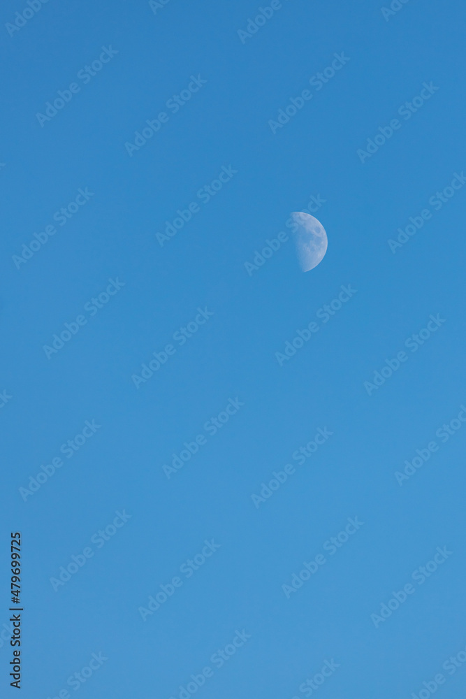 clear blue sky on a frosty day with a crescent moon clear blue sky on a frosty day with a crescent moon