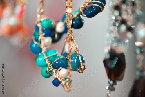 Close up of colorful jewelry