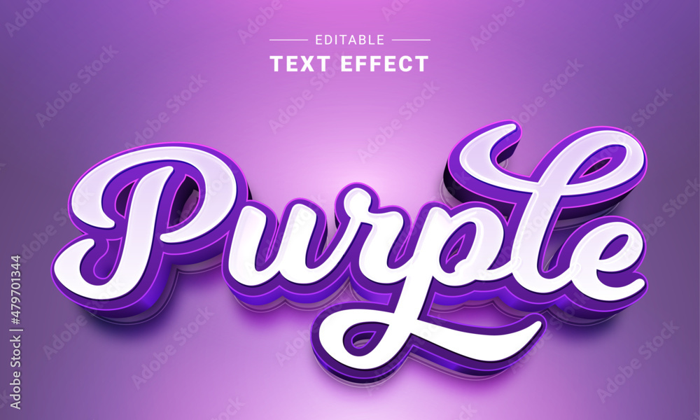 Editable text style effect Purple text style theme. Graphic style