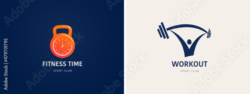 Fitness, Gym, workout and personal trainer logo. Trendy modern style symbol and icon