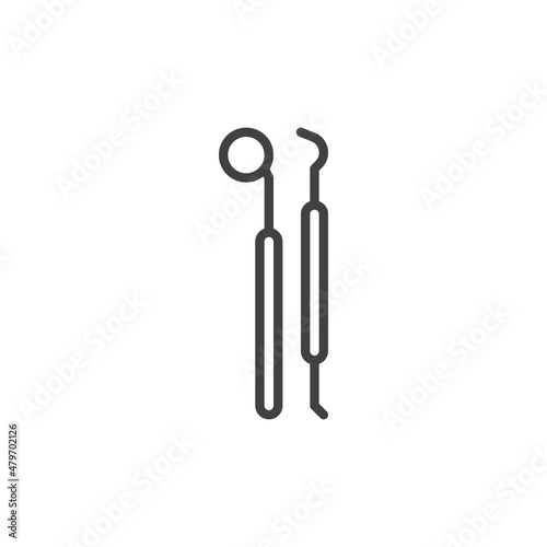 Dental tools line icon