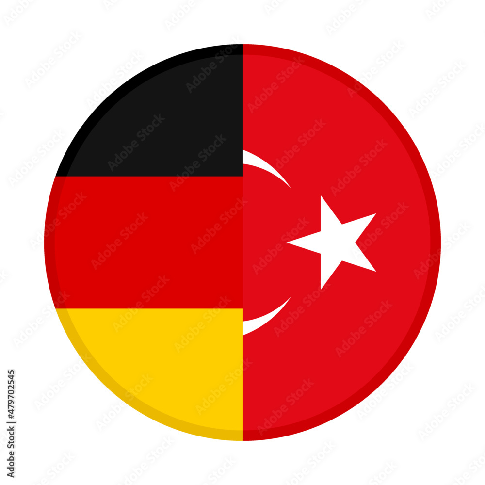 round icon with germany and turkey flags. vector illustration isolated on white background round icon with germany and turkey flags. vector illustration isolated on white background