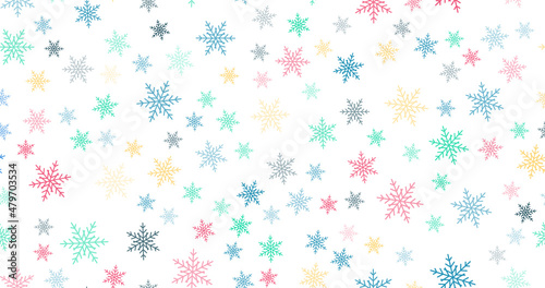 Colors Snowflakes r seamless pattern. Ornament can be used for gift wrapping paper, pattern fills, web page background, surface textures and fabrics.