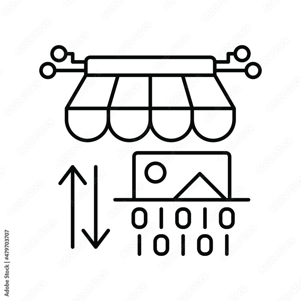 Nft marketplace, purchase sale. Line icon for web design