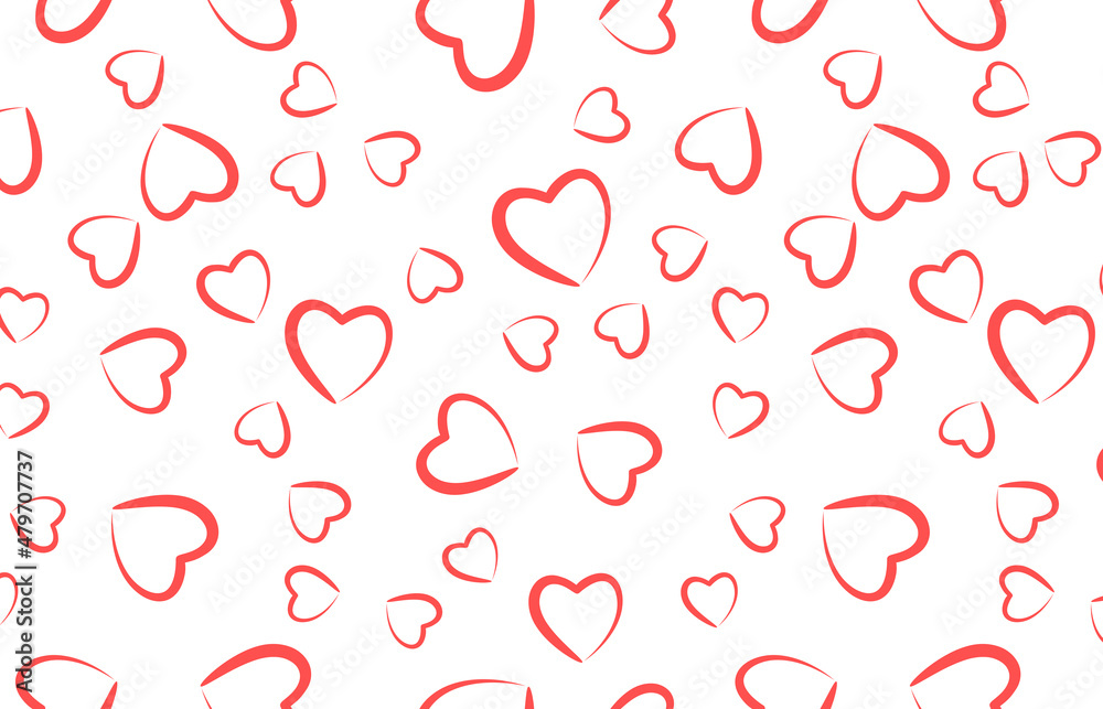 Hand drawn red hearts texture on white background.Line shape heart pattern vector illustration.for valentine day. Hand drawn red hearts texture on white background.Line shape heart pattern vector illustration.for valentine day.