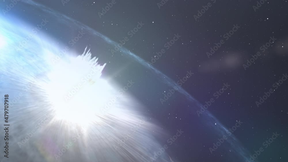 Large Nuclear explosion in the ocean, outer space view
Atom bomb explosion in the sea, nuclear threat concept, 3d animation
