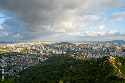 Seoul city view from Inwangsan Mountain. 서울, 도시 풍경, 인왕산.