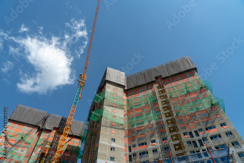 Apartment Construction Site and Tower Crane. 아파트 건설 현장 타워크레인	
