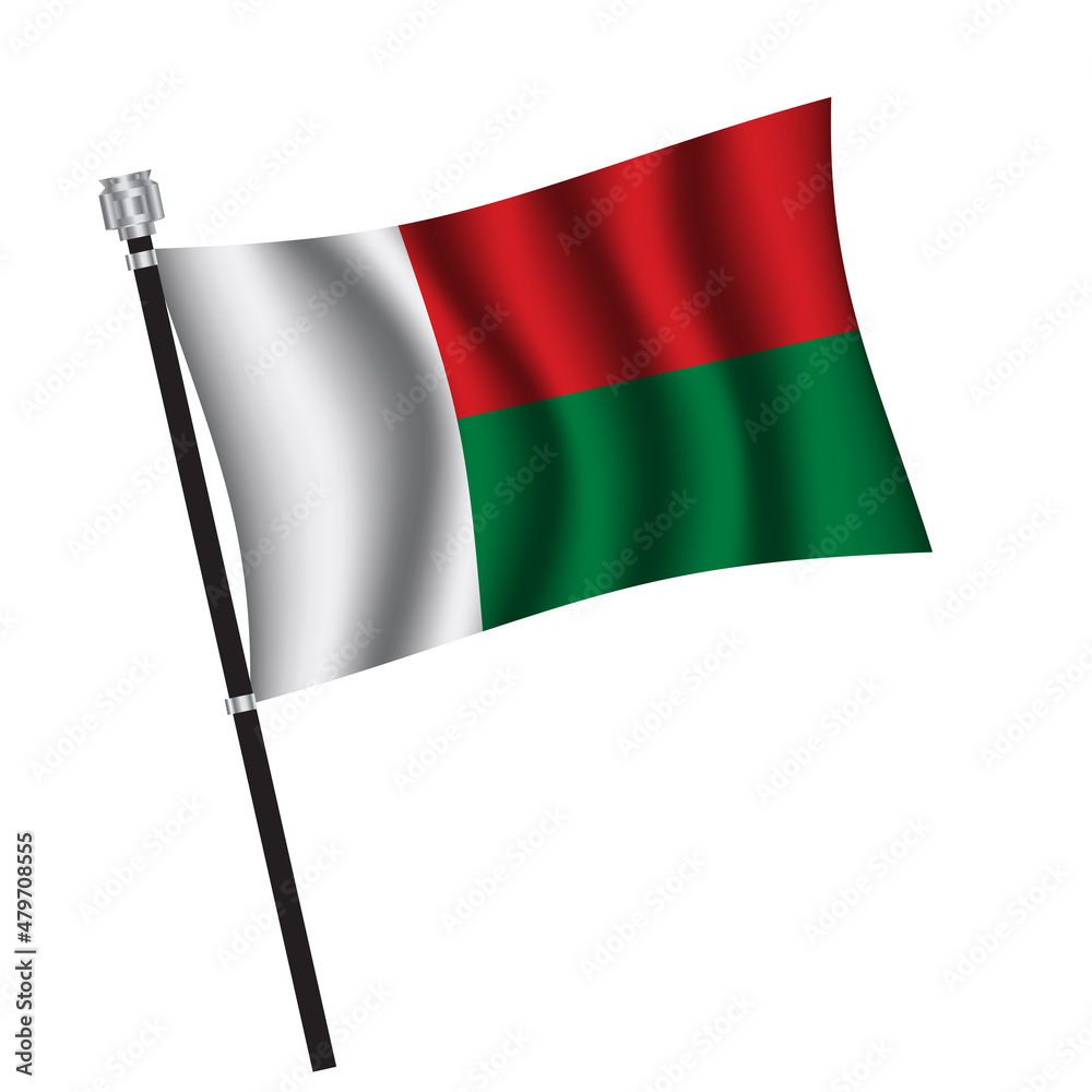 Madagascar flag background with cloth texture. Madagascar Flag vector illustration eps10.