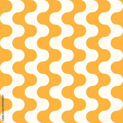 Seamless pattern with wavy stripes in retro style. Bright colored vector background. Vintage print in hippie aesthetic, 60s, 70s groovy style