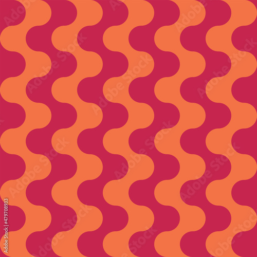 Seamless pattern with wavy stripes in retro style. Bright colored vector background. Vintage print in hippie aesthetic, 60s, 70s groovy style