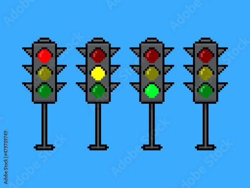 Traffic light in pixel art style