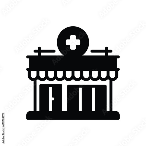 Black solid icon for clinic