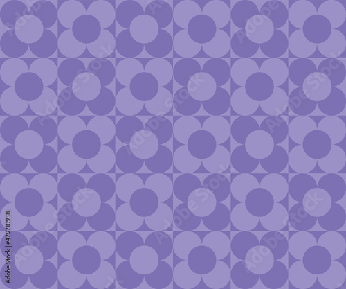 Checkerboard seamless pattern with geometric shaped flowers. Colorful vector background in retro style. Vintage hippie aesthetic, 60s, 70s