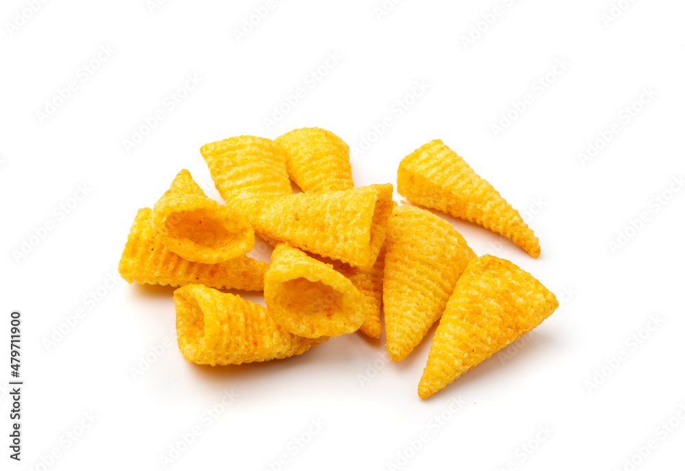 Corn Cone Isolated, Puffs with Spices Corn Cone Isolated, Puffs with Spices
