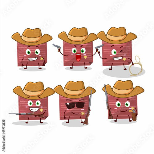 Cool cowboy red sticky note cartoon character with a cute hat