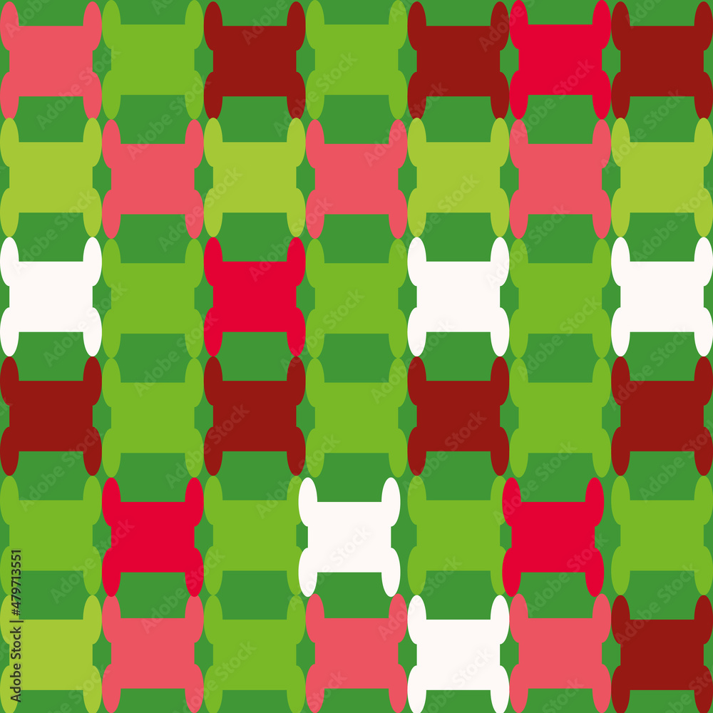 Obraz premium Orange red and green fantasy figures seamless repeat pattern print background.