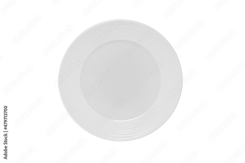 White plate isolated on white background. Kitchen dishes for food, kitchen, porcelain dishware. Tableware design element. Top view. White plate isolated on white background. Kitchen dishes for food, kitchen, porcelain dishware. Tableware design element. Top view.