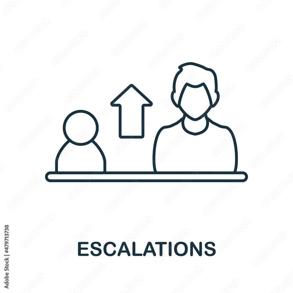 Escalations icon. Line element from customer relationship collection. Linear Escalations icon sign for web design, infographics and more. Escalations icon. Line element from customer relationship collection. Linear Escalations icon sign for web design, infographics and more.
