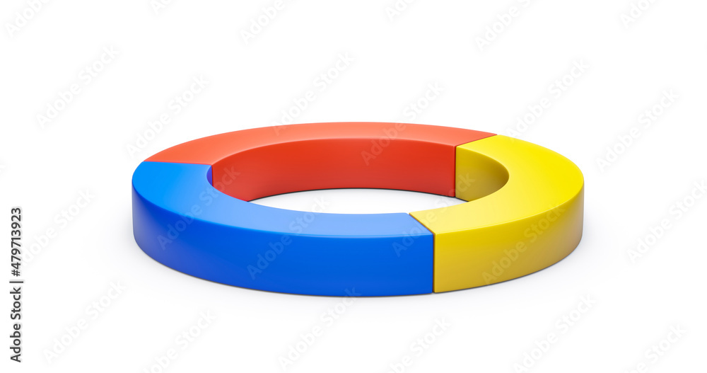 3D business pie chart of presentation graphic three section report diagram or circle infographic design element round percentage graph isolated on white background with data statistics financial icon. 3D business pie chart of presentation graphic three section report diagram or circle infographic design element round percentage graph isolated on white background with data statistics financial icon.