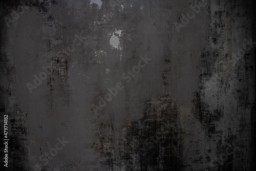 Blank concrete wide dark wall texture background.