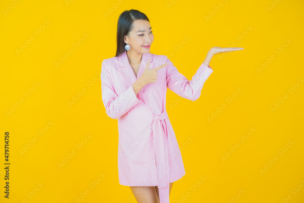 Portrait beautiful young asian woman smile with action Portrait beautiful young asian woman smile with action