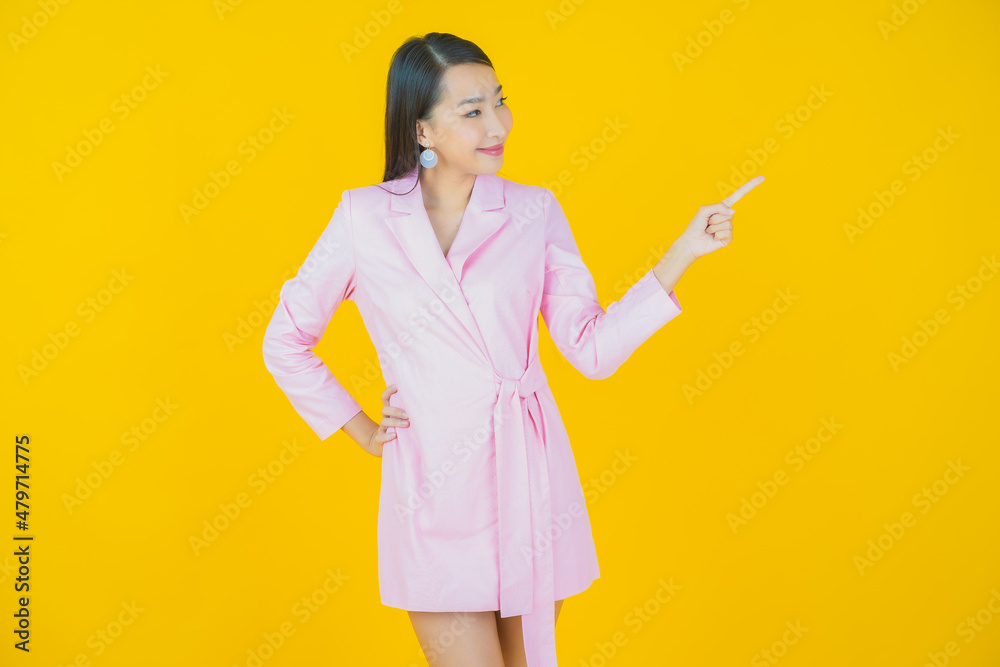 Portrait beautiful young asian woman smile with action Portrait beautiful young asian woman smile with action