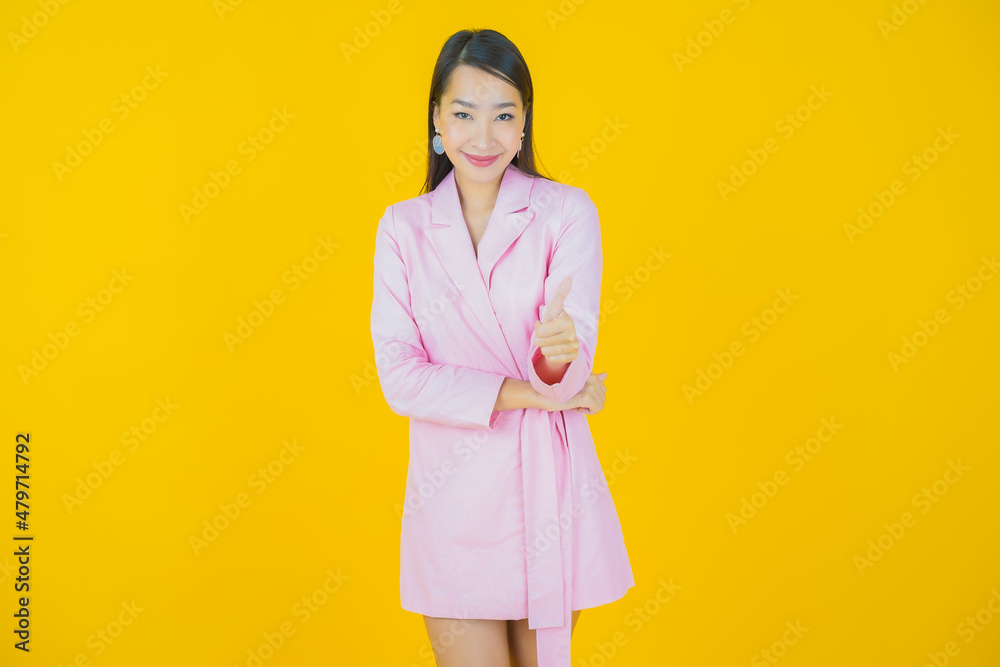 Portrait beautiful young asian woman smile with action Portrait beautiful young asian woman smile with action