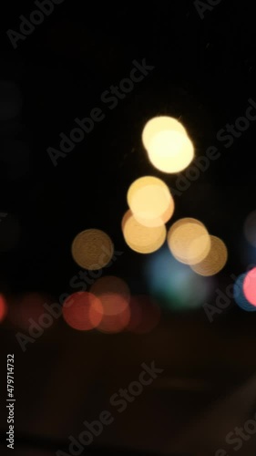 Blurred street lights. Beautiful bokeh of road lighting