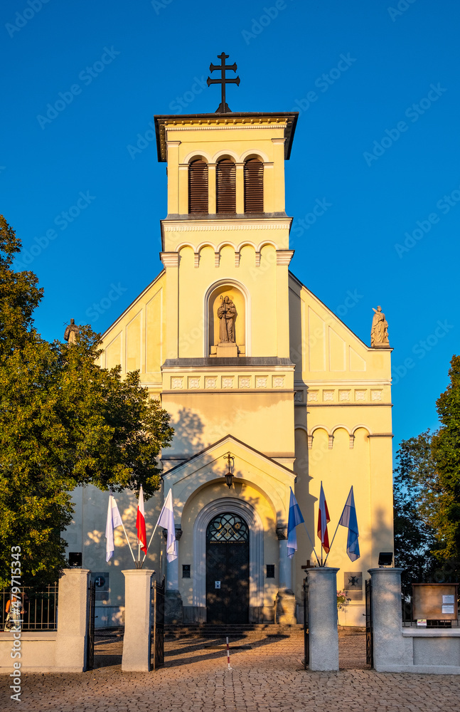 Neo-roman St. Catherine church at Dolina Sluzewiecka street in Ursynow district of Warsaw in Poland