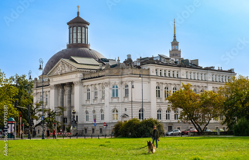 Zacheta National Arts Gallery at Malachowskiego square in Srodmiescie city center district of Warsaw in Poland photo
