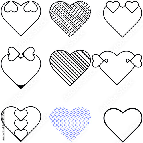 Love shapes outline for valentine's design, 14 February design concepts. heart shapes in vector. 