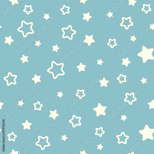 Wallpaper Mural Seamless fairytale pattern with cute stars on powder blue background. Torontodigital.ca