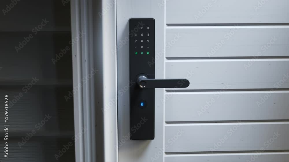 Smart door lock. Home security. No keys system. The handle opens with password. Smart door lock. Home security. No keys system. The handle opens with password.