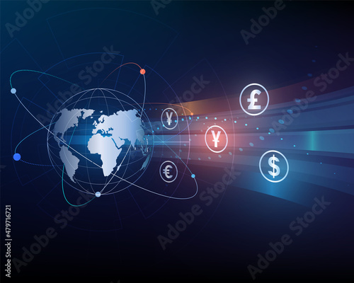 global currency exchange remittance network background illustration