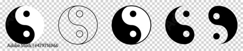 Yin Yang icon set isolated on transparent background. Vector illustration photo
