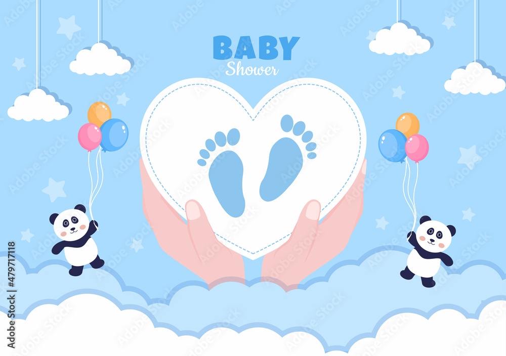 Baby Shower Little Boy or Girl with Cute Jungle Animals Design Background  Vector Illustration Suitable for Invitation and Greeting Card Stock Vector  | Adobe Stock