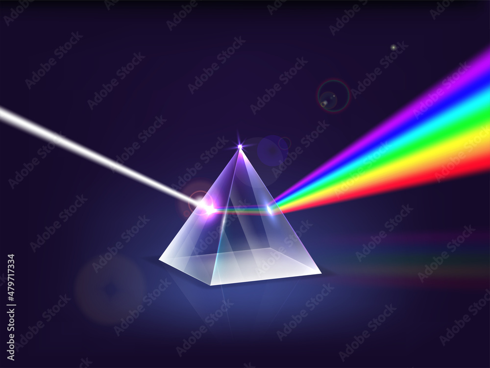 Realistic Detailed 3d Prism Light Spectrum . Vector illustration of