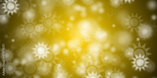 Abstract yellow background with flying suns